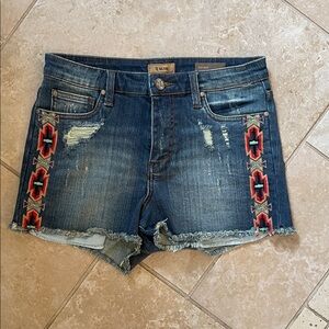 Women's Embroidered Denim Shorts - Blue